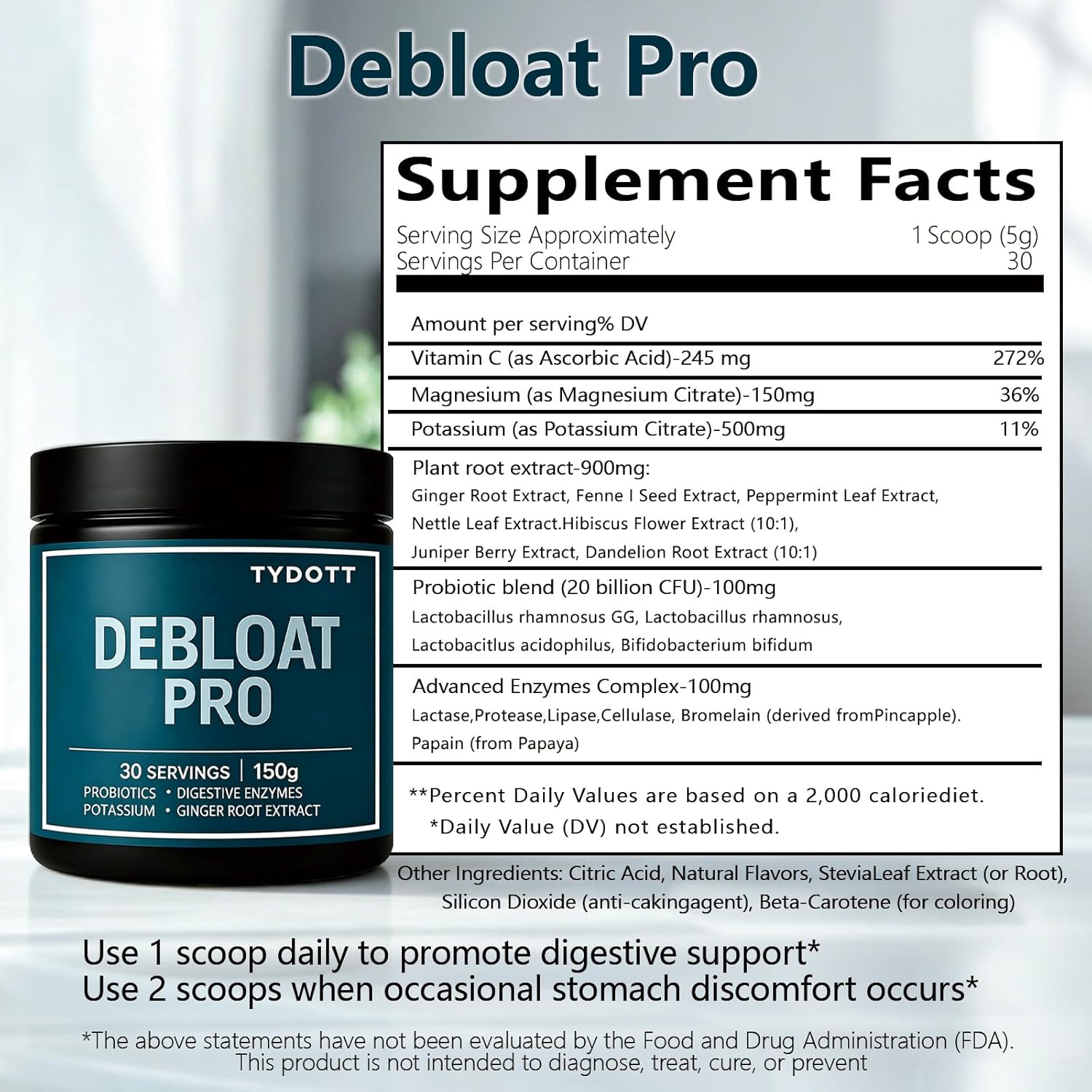 Debloat Pro, Contains Probiotics and Digestive Enzymes to Relieve Bloating, Supports Gut Health, Nutrient Absorption, and Stomach Comfort to Support Digestive Health